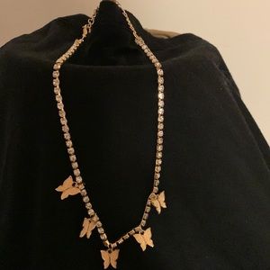 Fashion Rhinestone Butterfly Pendant Necklace HipHop Jewelry Choker